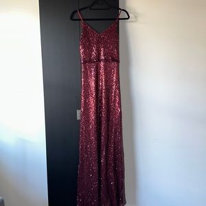 Jenny Yoo Wine Sequin Maxi Dress